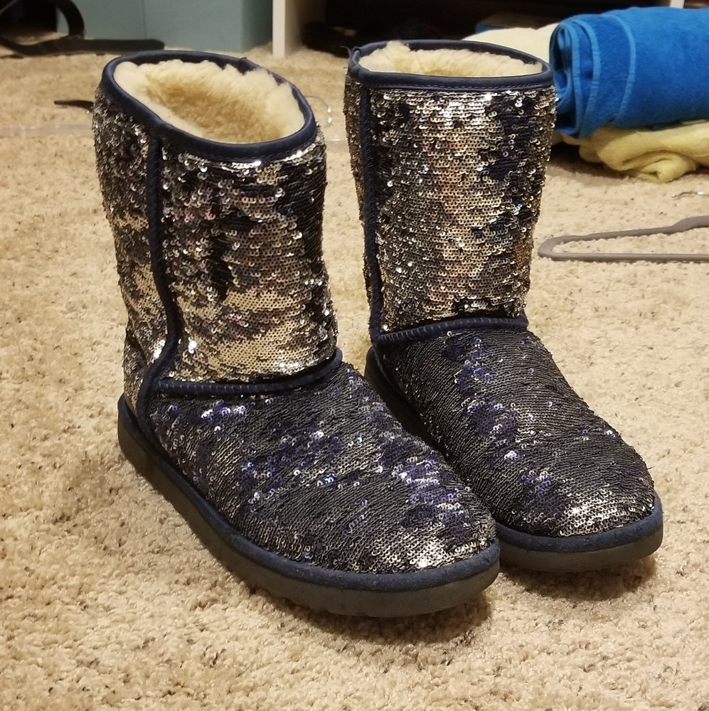 Reverse sequin Ugg boots